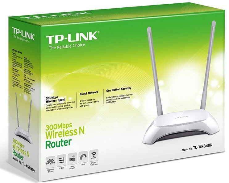 Maršrutētājs TP-LINK TL-WR840N, 4xUTP, WLAN 802.11b/g/n, 300 Mbit/s цена и информация | Rūteri (maršrutētāji) | 220.lv