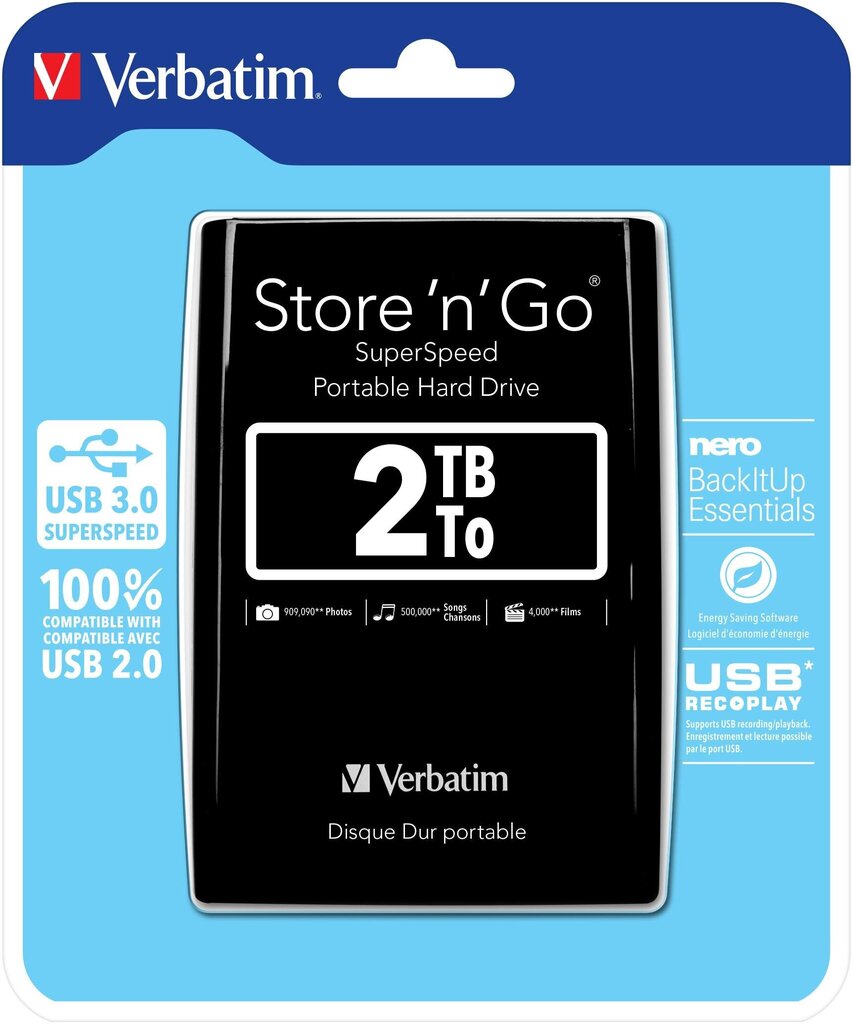 Verbatim Store'n'Go 2TB USB3.0 53177 cena un informācija | Ārējie cietie diski | 220.lv