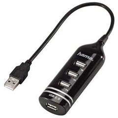 USB centrmezgls Hama 00039776, USB 2.0 x 4, melns cena un informācija | Adapteri un USB centrmezgli | 220.lv