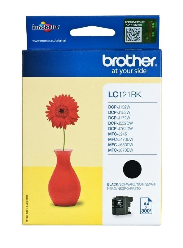 Brother LC-121BK Ink Cartridge, Black cena un informācija | Kārtridži lāzerprinteriem | 220.lv