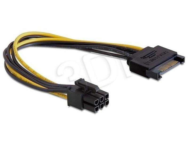 Delock cable Power SATA 15 pin > 6 pin PCI Express, 0,21m cena un informācija | Kabeļi un vadi | 220.lv