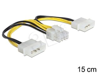 Delock Cable Power 8 Pin EPS > 2 x 4 Pin molex, 15 cm cena un informācija | Kabeļi un vadi | 220.lv