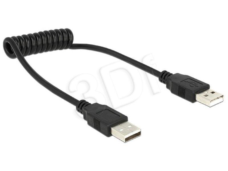 USB vads - Delock Cable USB 2.0-A male / male coiled cable 20-60cm цена и информация | Kabeļi un vadi | 220.lv