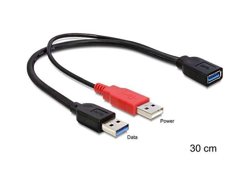 Vads - Delock cable USB 3.0-A female > USB 3.0-A male + USB 2.0-A male cena un informācija | Kabeļi un vadi | 220.lv