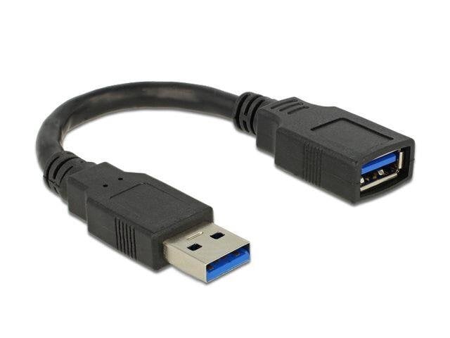 Delock Extension cable USB 3.0 A-A 15 cm male / female, black цена и информация | Adapteri un USB centrmezgli | 220.lv