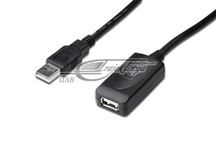 Kabelis DIGITUS DA-73101 (USB M - USB F, 15m, melnā krāsā) cena un informācija | Digitus Datortehnika | 220.lv