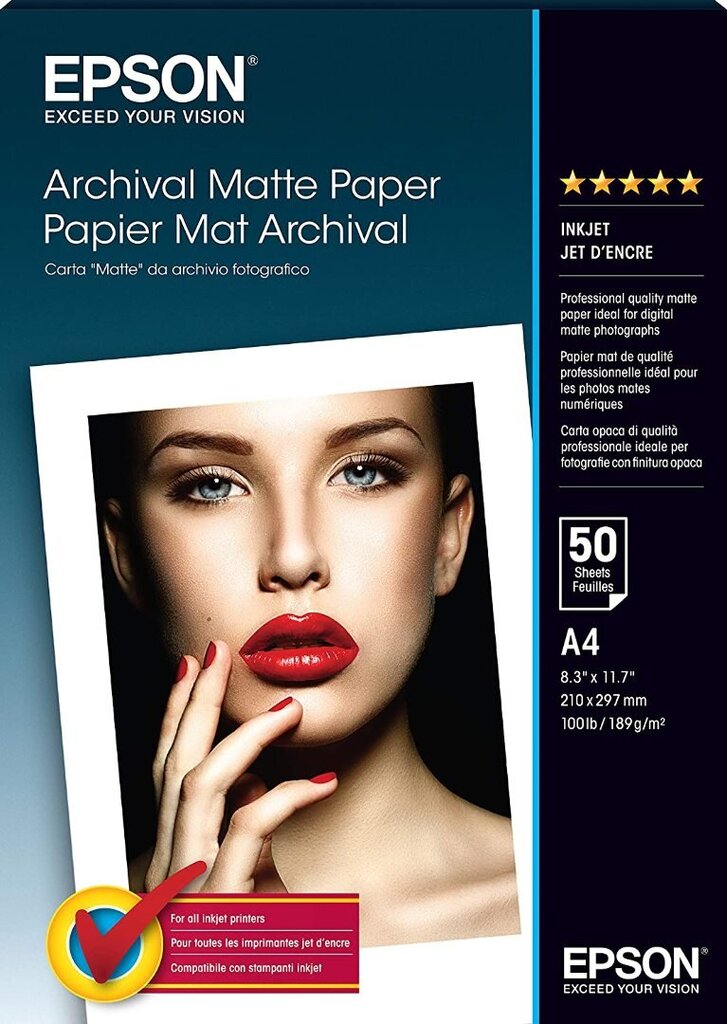 EPSON paper matt archival A4 50sh cena un informācija | Citi piederumi fotokamerām | 220.lv