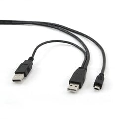 Кабель Gembird Dual USB A — Mini-USB, 0.9 м цена и информация | Кабели и провода | 220.lv