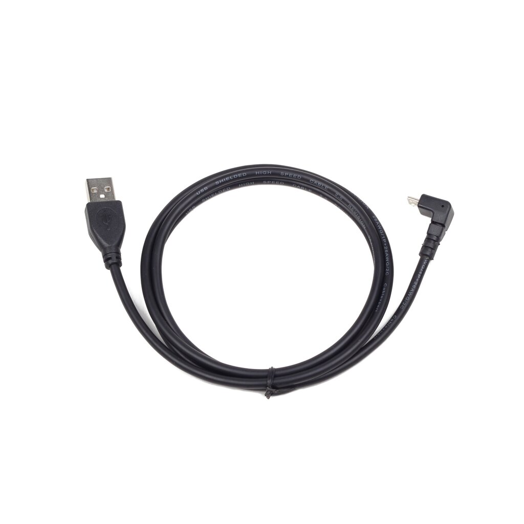 Gembird micro USB cable 2.0 AM-MBM5P 1.8M angled 90'' black cena un informācija | Kabeļi un vadi | 220.lv