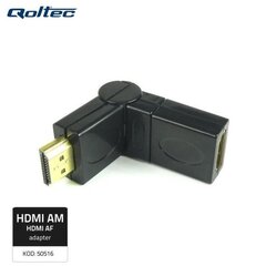 Адаптер с градусным поворотом Qoltec 50516 HDMI AF, HDMI A коннектор, HDMI A гнездо, черный цена и информация | Адаптеры и USB разветвители | 220.lv