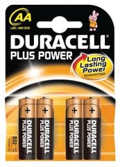 Duracell Plus Power AA, 4 gabali цена и информация | Батарейки | 220.lv