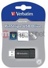 Verbatim PinStripe 16 GB, USB 2.0 cena un informācija | USB Atmiņas kartes | 220.lv