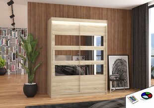 Skapis ar LED apgaismojumu ADRK Furniture Florento, ozola krāsas cena un informācija | Skapji | 220.lv