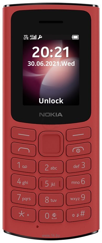 Nokia 105 4G, Dual SIM, Red cena un informācija | Mobilie telefoni | 220.lv