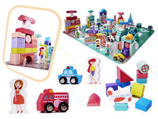 Развивающий пазл из деревянных кубиков - город (128 деталей) цена и информация | Развивающие игрушки | 220.lv