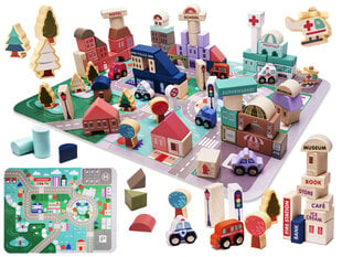 Izglītojoša koka bluķu puzle - pilsēta (135 daļas) cena un informācija | Attīstošās rotaļlietas | 220.lv