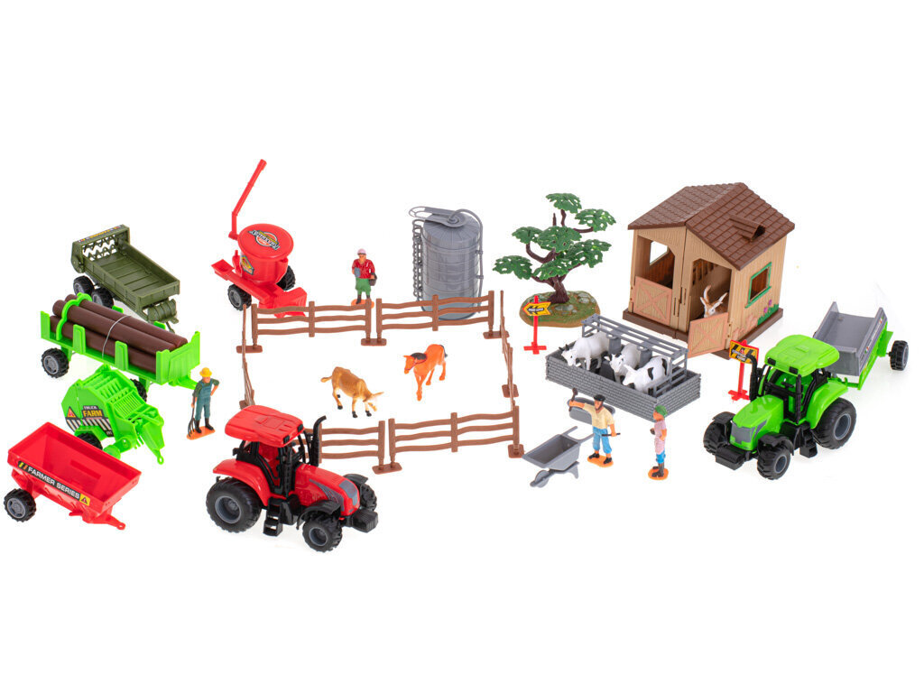 Saimniecības komplekts ar dzīvniekiem un mašīnām (49 gab.) цена и информация | Attīstošās rotaļlietas | 220.lv