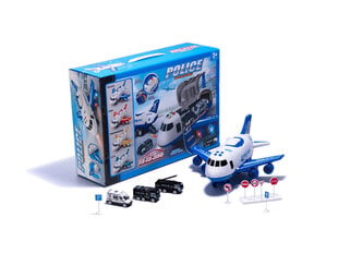 Игрушечный самолет с 3 полицейскими машинами цена и информация | Конструктор автомобилей игрушки для мальчиков | 220.lv