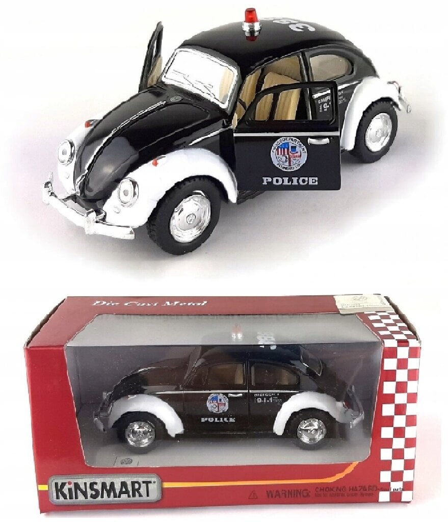 Metāla policijas auto modelis Volkswagen Classical Beetle (Police) 1:32, 1785 cena un informācija | Rotaļlietas zēniem | 220.lv