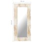 vidaXL spogulis, balts, 110x50 cm, mango masīvkoks cena un informācija | Spoguļi | 220.lv
