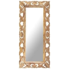 vidaXL spogulis, brūns, 110x50 cm, ar kokgriezumiem, mango masīvkoks цена и информация | Зеркальца | 220.lv