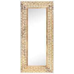 vidaXL spogulis, 110x50x2,6 cm, ar kokgriezumiem, mango masīvkoks цена и информация | Зеркала | 220.lv
