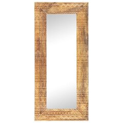 vidaXL spogulis, 110x50x11 cm, ar kokgriezumiem, mango masīvkoks cena un informācija | Spoguļi | 220.lv