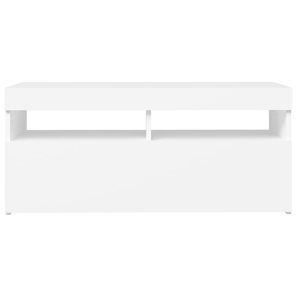 vidaXL TV galdiņš ar LED lampiņām, 90x35x40 cm, balts cena un informācija | TV galdiņi | 220.lv
