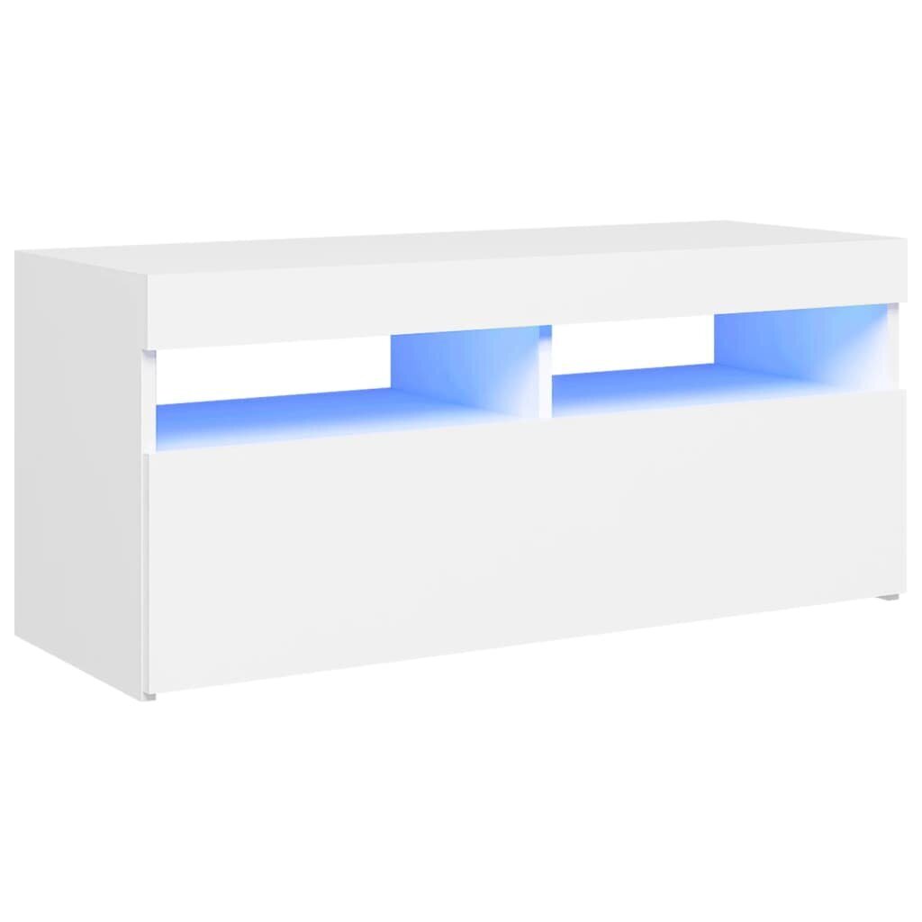 vidaXL TV galdiņš ar LED lampiņām, 90x35x40 cm, balts цена и информация | TV galdiņi | 220.lv