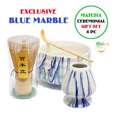 BLUE MARBLE - Eksluzīvs Matcha Komplekts, BMK4, MATCHA bļodiņa + Whisks (slotiņa) + spoon (karotīte) + Stand (turētājs) cena un informācija | Virtuves piederumi | 220.lv