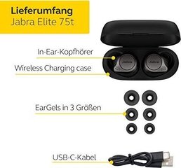 Jabra Elite 75t, black cena un informācija | Austiņas | 220.lv