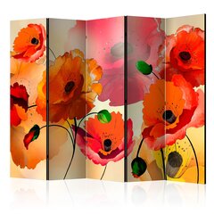 5-daļīgs aizslietnis - Velvet poppies II [Room Dividers] cena un informācija | Aizslietņi | 220.lv