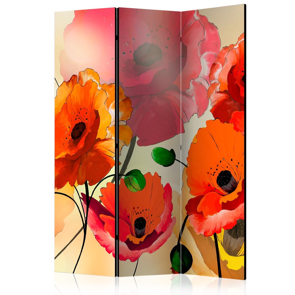 3-daļīgs aizslietnis - Velvet Poppies [Room Dividers] cena un informācija | Aizslietņi | 220.lv