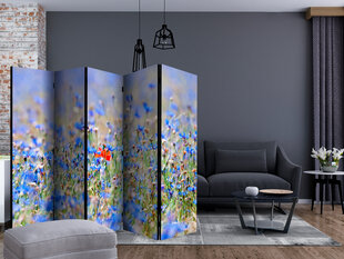 5-daļīgs aizslietnis - A sky-colored meadow - cornflowers II [Room Dividers] cena un informācija | Aizslietņi | 220.lv