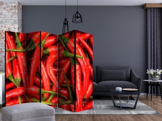 5-daļīgs aizslietnis - chili pepper - background II [Room Dividers] cena un informācija | Aizslietņi | 220.lv