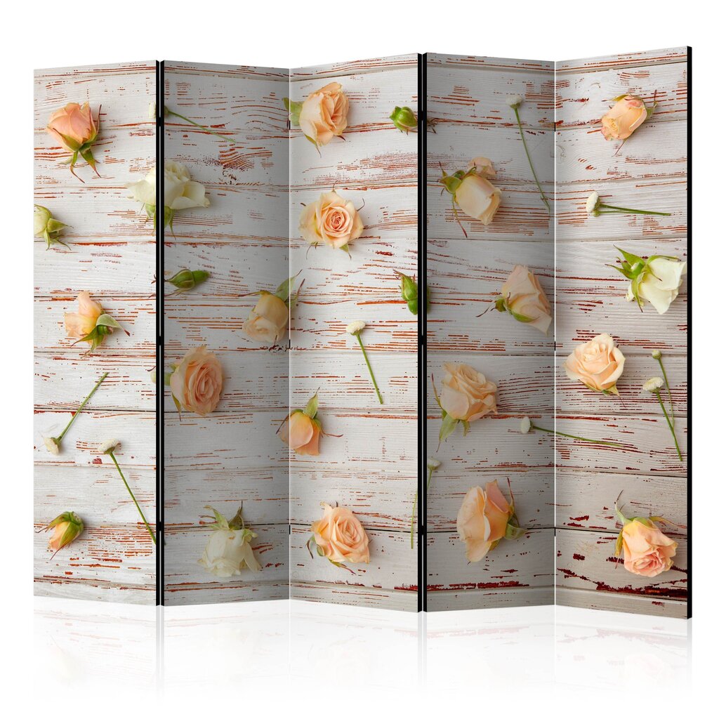 5-daļīgs aizslietnis - Wood & Roses II [Room Dividers] cena un informācija | Aizslietņi | 220.lv