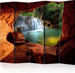 5-daļīgs aizslietnis - Cave: Forest Waterfall II [Room Dividers] cena un informācija | Aizslietņi | 220.lv