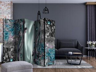 5-daļīgs aizslietnis - Floral Curtain (Turquoise) II [Room Dividers] cena un informācija | Aizslietņi | 220.lv