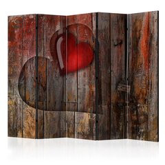 5-daļīgs aizslietnis - Heart on wooden background II [Room Dividers] cena un informācija | Aizslietņi | 220.lv