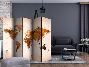 5-daļīgs aizslietnis - World in brown shades II [Room Dividers] cena un informācija | Aizslietņi | 220.lv