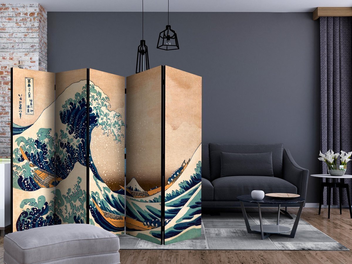 5-daļīgs aizslietnis - Hokusai: The Great Wave off Kanagawa (Reproduction) II [Room Dividers] cena un informācija | Aizslietņi | 220.lv