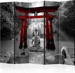 5-daļīgs aizslietnis - Buddha Smile (Red) II [Room Dividers] цена и информация | Мобильные стенки | 220.lv