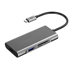 Adapteris USB Type-C - 3 x USB 3.0, Type-C PD, HDMI, SD, TF cena un informācija | Extra Digital Datortehnikas piederumi | 220.lv