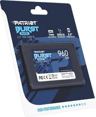 SSD diskdziņš|PATRIOT|Burst Elite|960 GB|SATA 3.0|3D NAND|rakstīšanas ātrums 320 MB/sec|lasīšanas ātrums 450 MB/sec|2,5"|TBW 400 TB|PBE960GS25SSDR цена и информация | Внутренние жёсткие диски (HDD, SSD, Hybrid) | 220.lv