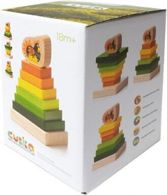 Cubika™ Attīstošā koka piramīda EKO piramīda - 15 cena un informācija | Rotaļlietas zīdaiņiem | 220.lv