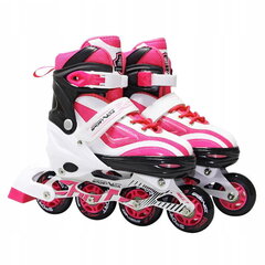 SportVida Inline Роликовые коньки с регулируемым размером 31-34 подшибниками 7 PU 64mm 82A колесами Белый-Розовый цена и информация | Ролики | 220.lv