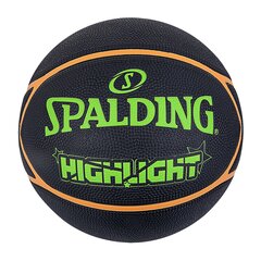 Баскетбольный мяч Spalding Highlight, размер 7, черный/зеленый цена и информация | Баскетбольные мячи | 220.lv