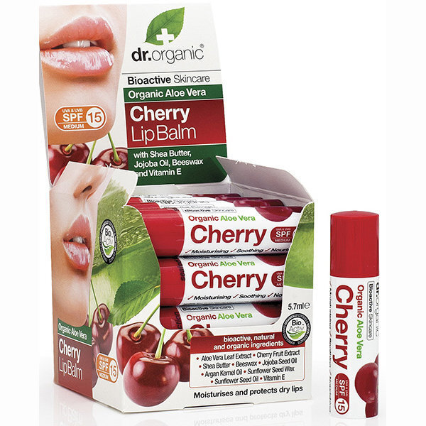 Lūpu balzāms Dr.Organic Aloe Vera Cherry 5.7 ml цена и информация | Lūpu krāsas, balzāmi, spīdumi, vazelīns | 220.lv