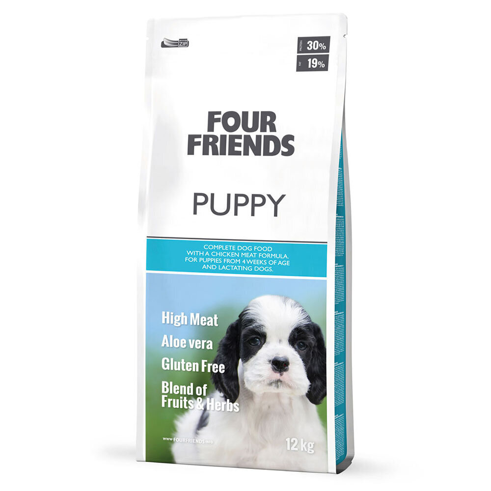 FourFriends Puppy bezglutēna sausā barība kucēniem ar vistas gaļu, 12 kg cena un informācija | Sausā barība suņiem | 220.lv
