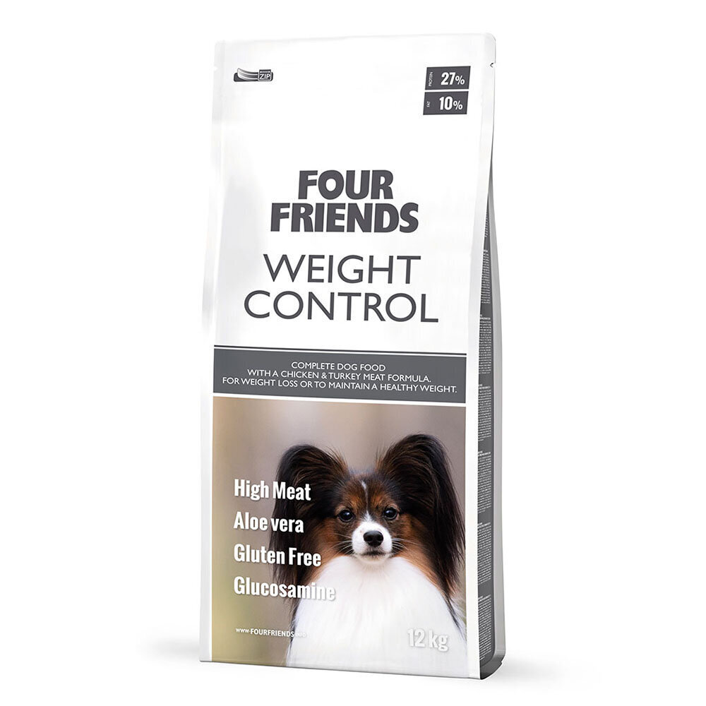 FourFriends Weight Control bezglutēna sausā barība suņiem ar lieko svaru ar vistas gaļu un tītara gaļu, 12 kg cena un informācija | Sausā barība suņiem | 220.lv